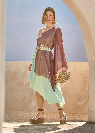 Vestido Fluido Bicolor - Bicolor 2214011117