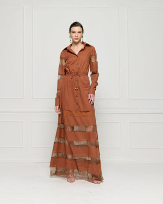Vestido Chemisie Com Renda - Chocolate 431522MA05