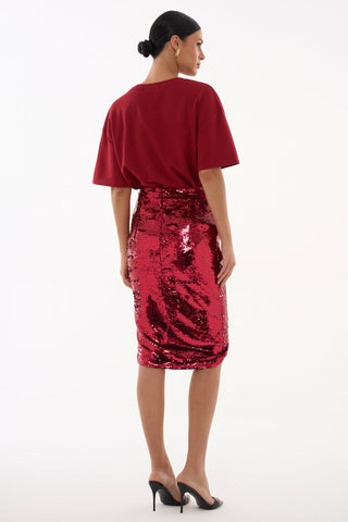 Saia Midi Paete Luiza - Cranberry 269009VM19