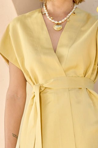 Kimono Em Linho - Amarelo