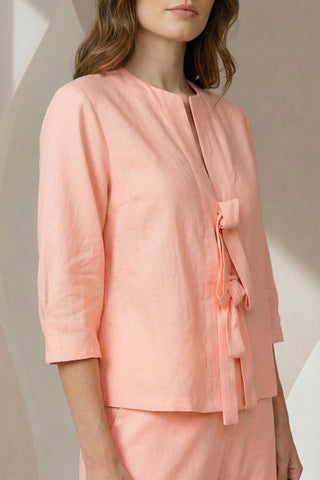 Blusa Mangas 3/4 E Amarração - Rosa Candy 2114276356