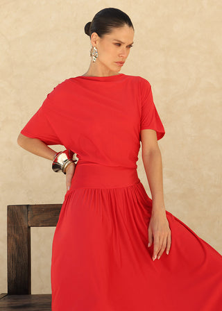 Vestido Em Malha Recorte Cintura - Vermelho 221413VM01..