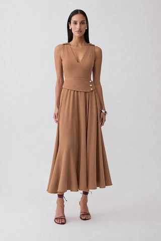 Vestido Midi - Marrom