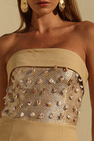 Vestido Tqc Com Tela Paete - Bege 221436BG01..