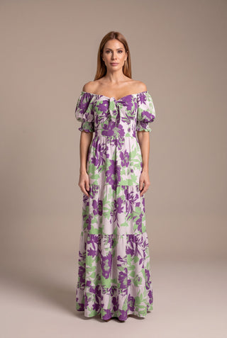 Dress Maria Clara - Mix Flower Purple