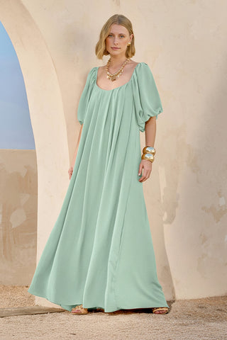 Vestido Pregas E Mangas - Verde Mint 2314082105