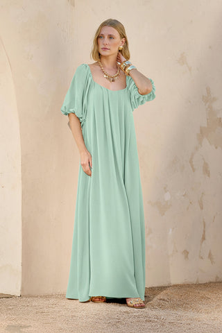 Vestido Pregas E Mangas - Verde Mint 2314082105