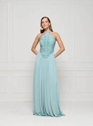 Vestido Frente Unica Drapeado E Faixa - Glacial 2815305635