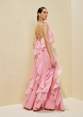 Vestido Babados Frente Unica - Rosa Candy 2814176356