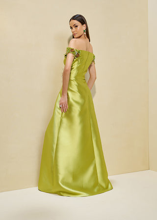 VESTIDO ZIBELINE OMBRO A OMBRO BORDADO