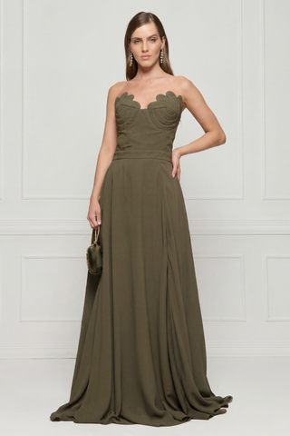 Vestido Recorte Leque - Oliva 281502VD04.