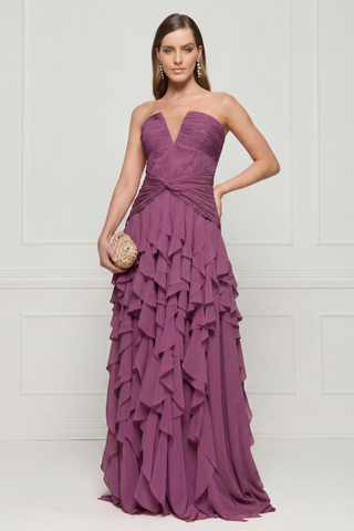 Vestido Drapeado E Saia Em Jabôs - Ametista 2815591078