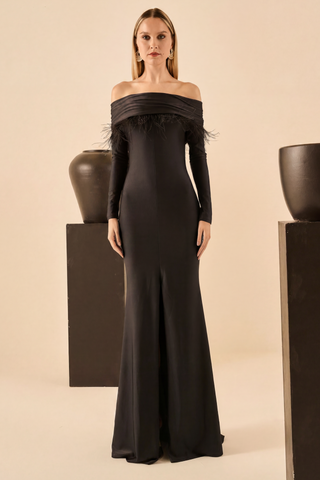 Vestido Ombro A Ombro Drape C/fenda - Preto 281562PR01...