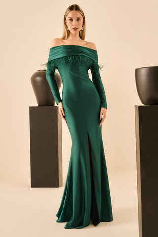 Vestido Ombro A Ombro Drape C/fenda - Floresta 281562VD07
