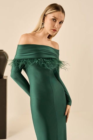 Vestido Ombro A Ombro Drape C/fenda - Floresta 281562VD07