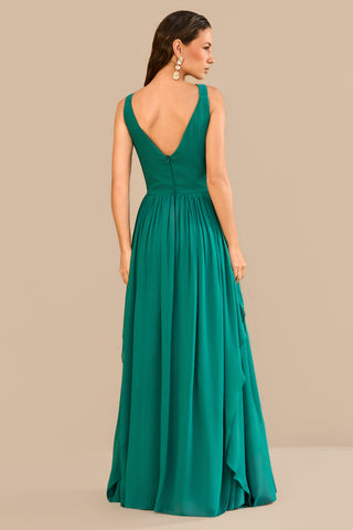 Vestido Fluido Busto Drape e Saia c/ Jabo - 281606