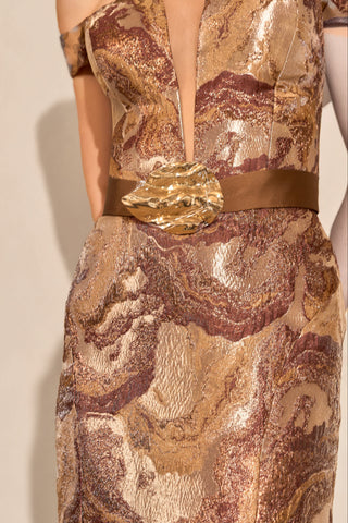Vestido Ombro a Ombro em Jacquard - 281666