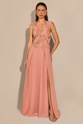 Vestido Folhagens Aplicadas - 281667