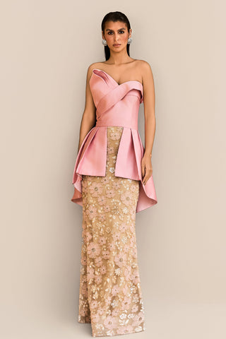 Vestido Top Assimétrico Estruturado c/ Saia Bordada - 281684