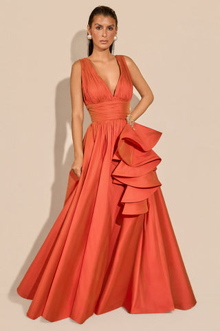 Vestido Tafetá c/ Jabô de Broche - 281688