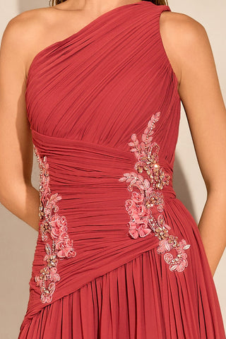 Vestido Um Ombro Só Fluido Bordado - 291613