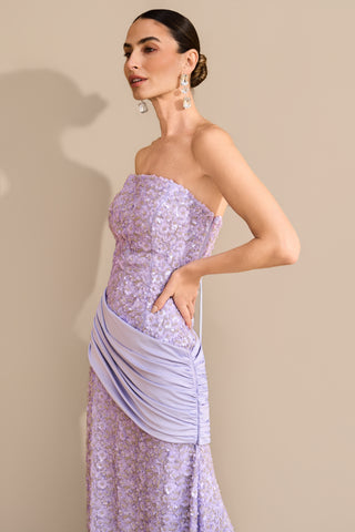 Vestido Paete Bordado Drape Cintura - 291618
