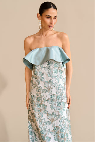 Vestido Solto Jacquard e Jabos - 291620