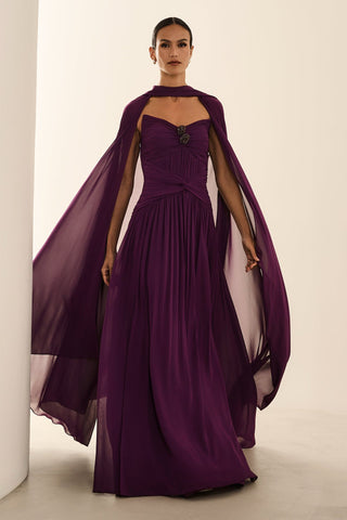 Vestido Tqc Drapeado C/capa - Ametista 2815071078