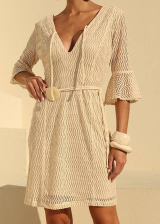 Vestido Crochet Amalti - Off White 221429BR03 OFF..