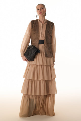 Vestido Fluido Babados - Areia 431529BG02.
