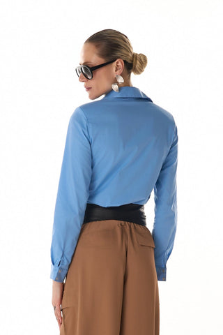 Camisa Tricoline C/ Ombreiras - Azul 411520AZ01.