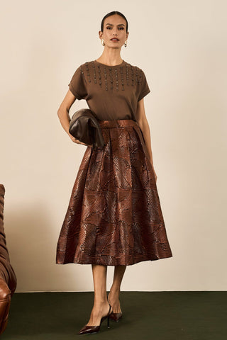Saia Jacquard Pregas - Marron 461508MA09