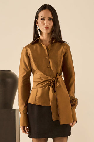 Camisa Em Tafeta - Gold Br0wn 411542MA15