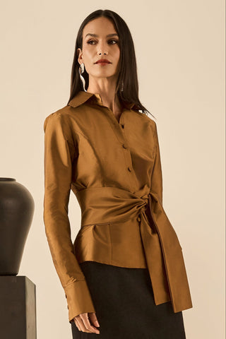 Camisa Em Tafeta - Gold Br0wn 411542MA15