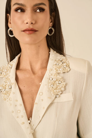 Blazer Bordada Perola - Creme 4115431163