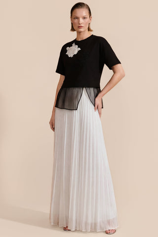 Blusa c/ Transparência Assimétrico e Bordado - 411610