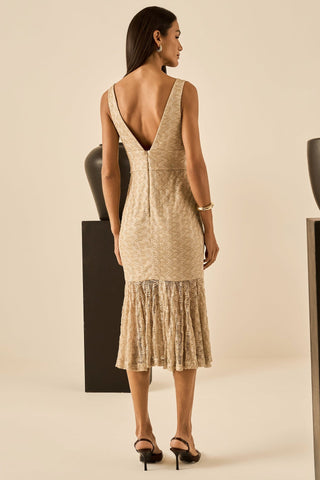 Vestido Midi Trico Gold - Gold 421518P14