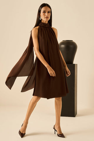 Vestido Frente Unica Midi Lenços - Marron 421521MA09