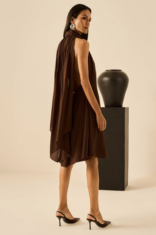 Vestido Frente Unica Midi Lenços - Marron 421521MA09
