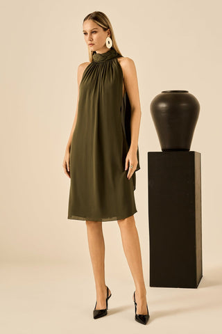 Vestido Frente Unica Midi Lenços - Oliva 421521VD04.