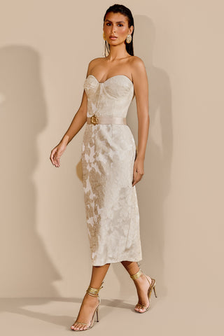 Vestido Midi Jacquard Vanila - 421608