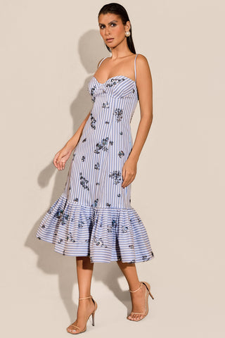 Vestido Midi Listras Bordadas - 421609
