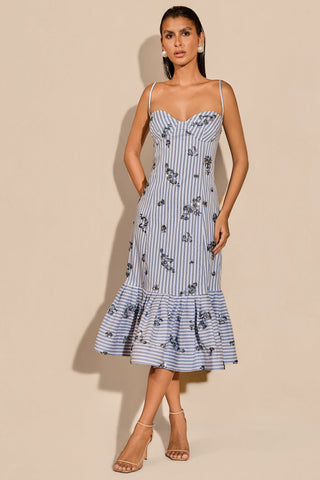 Vestido Midi Listras Bordadas - 421609