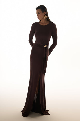 Vestido Longo Slin C/peça Especial - Café 4315191607