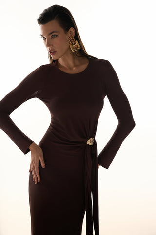 Vestido Longo Slin C/peça Especial - Café 4315191607