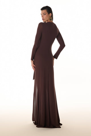 Vestido Longo Slin C/peça Especial - Café