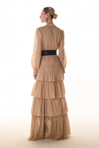 Vestido Fluido Babados - Areia 431529BG02.