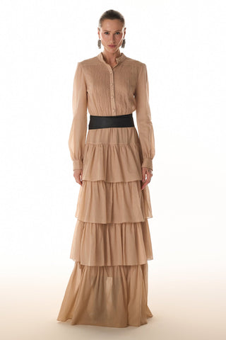 Vestido Fluido Babados - Areia 431529BG02.
