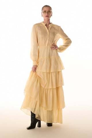Vestido Fluido Babados - Manteiga 431529BG20