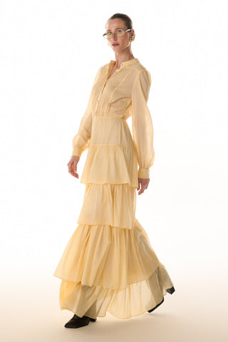 Vestido Fluido Babados - Manteiga 431529BG20